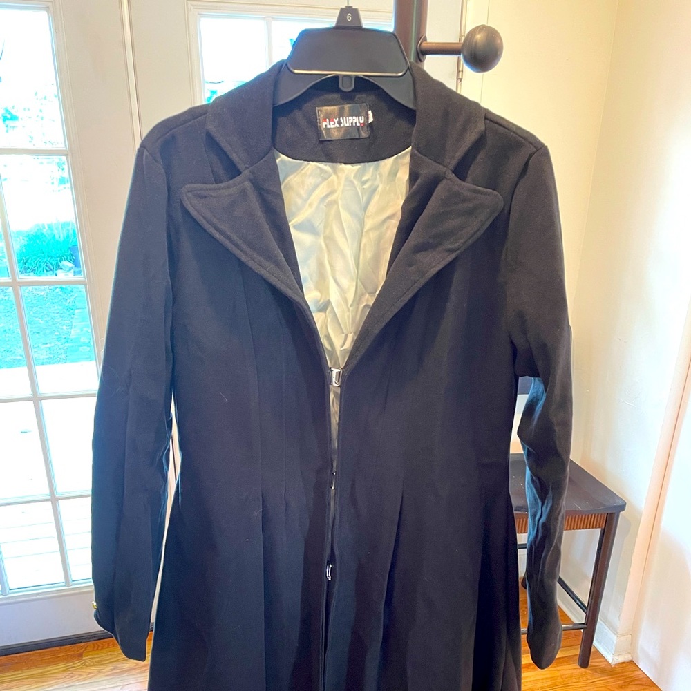 Flex Supply Women’s Medium Black Fleece Flared Trench Coat
